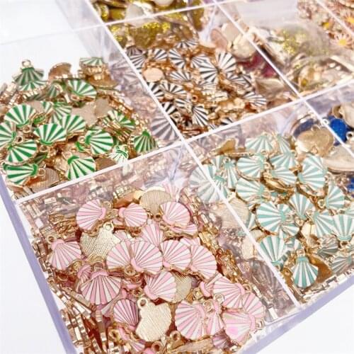 Wholesale 20Pcs/Set Colorful Ocean Beach Nautical Shell Oil Drop Alloy Pendant for Jewelry Making Findings Handmade Accessories