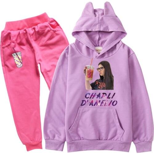 Autumn Charli Damelio Merch Hoodie Kids Sweatshirt Sweatpants Suit Girls Charlie Damelio Shirt Trousers Sets Pullover Top Bottom