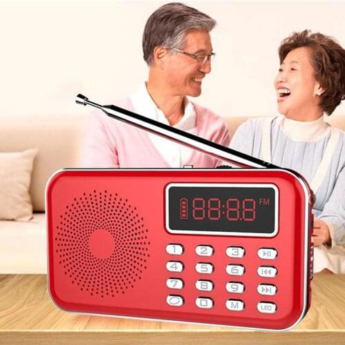 Portable Mini Radio AM FM Radio Receiver Speaker Recorder MP3 Player Support TF Card USB AUX LED Display Flashlight