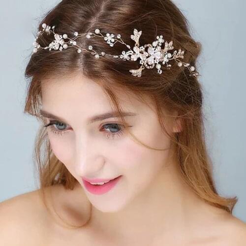 Romantic Flower Hair Jewelry Rhinestone Handmade Headband Elegant Women Hair Ornaments Wedding Accessories For Bride