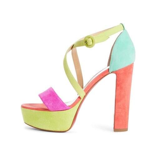 Wedges Sandals For Women Colorful Platform Super High Heels Shoes Female Ankle Buckle Strap Ladies Shoe Summer New Big Size 14