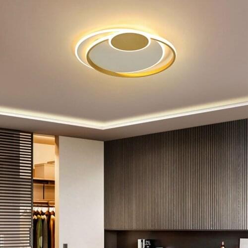 Modern Gold Lustres Led Round Ceiling Light for Bedroom Dining Living Room Kitchen Corridor Coffee Shop Home Interior Luminaire