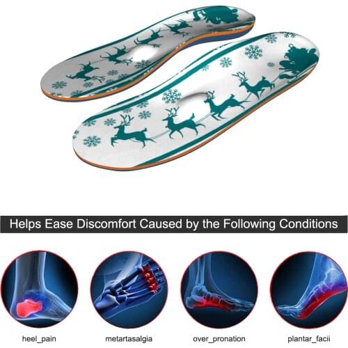 Christmas Deer EVA-Orthopedic Insoles Arch Support for Foot Valgus, Orthotics flat foot Health Sole Pad for Shoes Men Woman