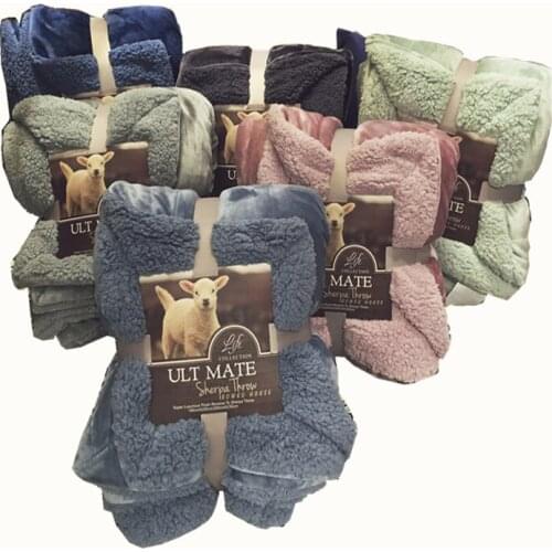 Thick Sherpa Super Soft Blanket Plain Sofa Office Travel Portable Car Blanket Fuzzy Microfiber All Season Throw Blanket