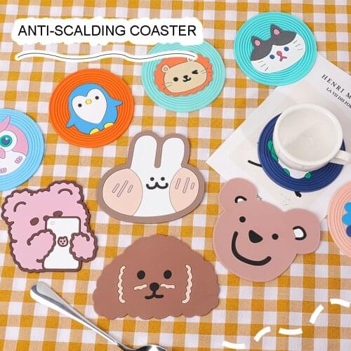 W&G Cute Creative Cartoon Animal Coaster Household Non-slip Insulation Silicone Bowl Mat Heat Resistant Table Mat Tea Coaster