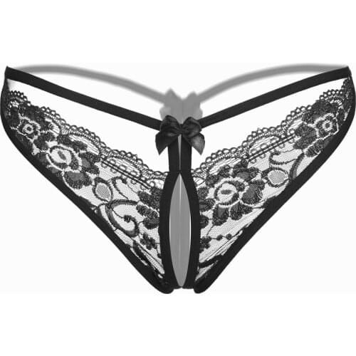 Women Sexy Lingerie Open Crotch Panties Erotic Porn Floral Lace Underwear Crotchless Transparent Couple Sex Wear Cute G-string