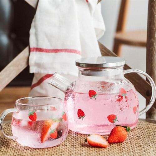 1 Set Cold Water Pot Glass Teapot Juice Container Household Glass Kettle Kitchen Drinkware Glass Cup