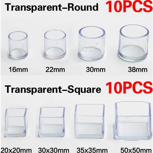 10Pcs/lot PVC Chair Table Leg Floor Protector Foot Cover Transparent Black Non-slip Furniture Floor Protector Pads Round Square