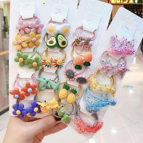 2/3/6/10/Lot Korean Kawaii Candy Animal Flower Rabbit Hair Elastics Scrunchie Pack Hair Accessories Headband For Women Girl
