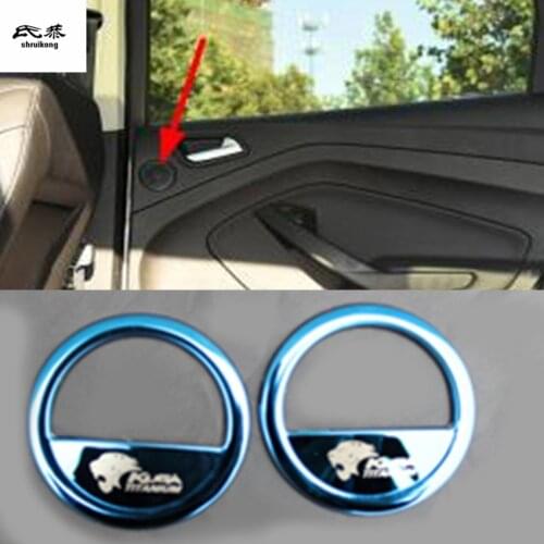 2pcs/lot stainless steel rear Interior door shake handshandle bowl Side car door speaker cover for 2013-2019 Ford KUGA escape
