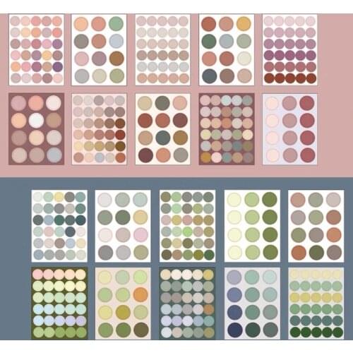 210pcs 10 Sheets Base Element Ins Morandi Round Dot Sticker Scrapbooking Label Deco Sticker Japanese Hand Account Stationery
