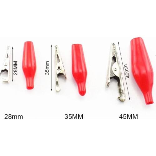 28mm 35mm 45mm Electrical Alligator Clip Test lead cable Metal Meter Clamp Testing Probe Crocodile Black Red Cover moto bike DIY