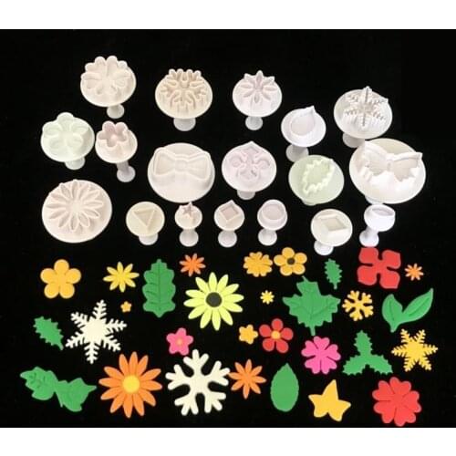 3/4Pcs Geometry Sugarcraft Fondant Cutter Plastic Flower Cake Mold DIY Fondant Cake Decorating Tools Plunger Sugar Craft Die