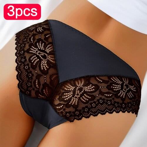 3Pcs Seamless Panties for Womens Panties Sexy Intimate Lingerie Cotton Briefs Lace Underwear Panties Slips for Female Sleepwear
