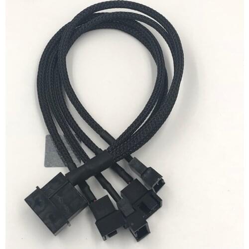 4Pin IDE to 4 Fans Cable Molex to Fan Power Splitter Black Sleeved Extension Cable CPU Fan Ming Cooling 27cm