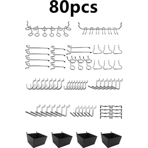 80pcs Pegboard Hooks Assortment Home Storage Hooks Peg Board Tool Hanger Set Garage Kitchen Workshop Organizer Utility Hooks