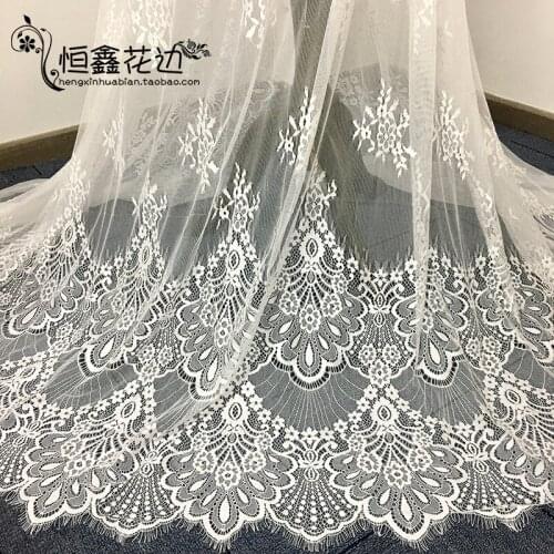 White 150cm *300cm Wedding bridal Dress Applique DIY Bridal Headdress scarf veil Eyelash lace fabric curtainfree shipping