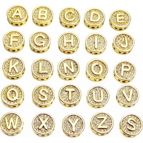Popular among people selling 26 English initials beads Micro zircon bead DIY pendant bracelet accessories Hand catenary bead