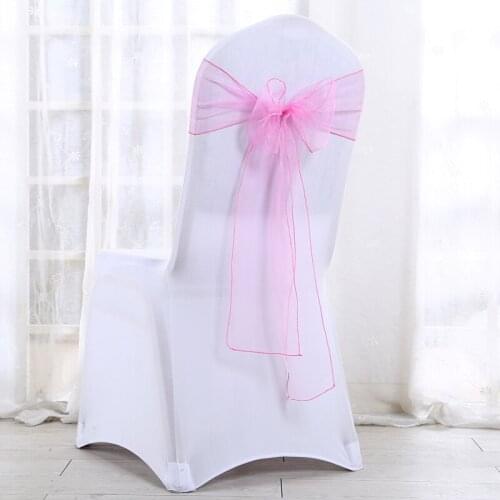 Hot sale 10 Colors Organza Fabric Chair Seat Back Cover Bow Wedding Party Ribbons Banquet Feast DIY Christmas Chair Cover Sashes