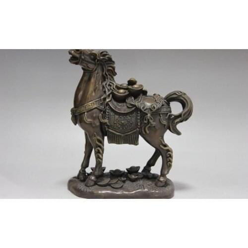 Chinese Classical bronze copper Zodiac Year Horse Money Wealth Horse luck statue