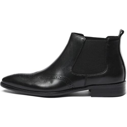 Autumn and winter mens shoes pointed toe carvedankle men boots genuine leather high-top casual shoes chelsea boots work boots