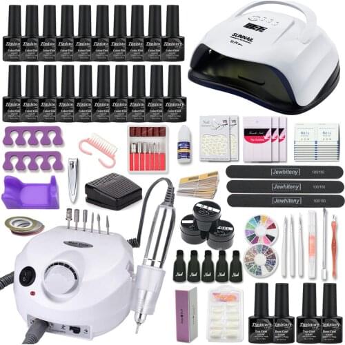 Manicure Set Nail Kit 120/80/54W UV led Lamp With 20PCS Gel Varnish Set Electric Nail Drill Manicure Tool Kit Nail Extension Kit
