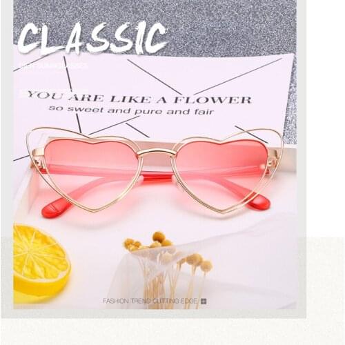 New Heart Shape Sunglasses Women Cute Ladies Eyewear Vintage Glasses Female Sun Glasses Fashion Gafas De Sol Shades 66253J