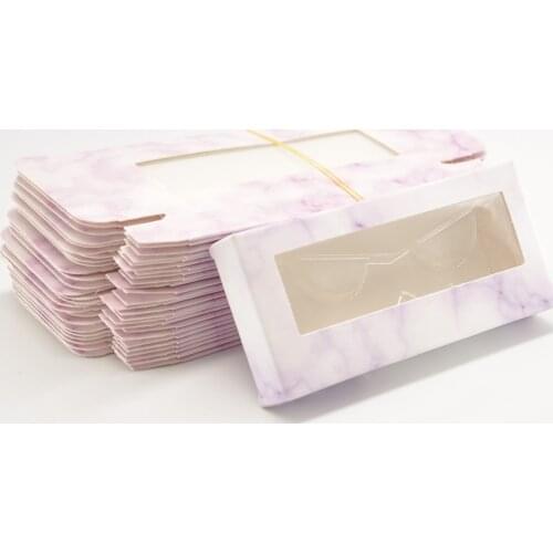 Wholesale paper false eyelash packaging box lash boxes packaging custom logo faux cils 25mm mink eyelashes marble case vendor