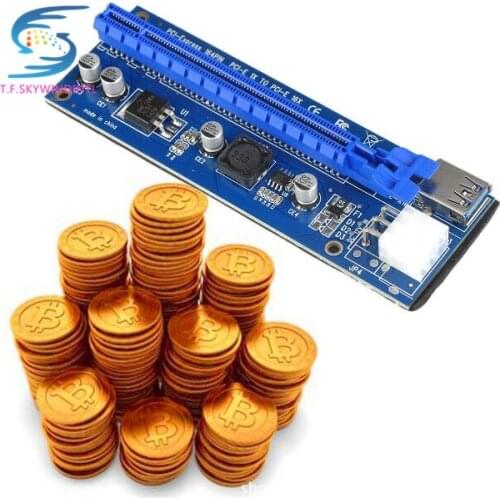 PCI-E PCI E Express 1X to 16X graphics card Riser Extender Card cable Adapter 6 pin/4 PIN power Supply For Bitcoin Miner