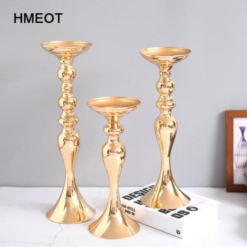 51cm/20" Gold Candle Holders flower Vase Table Centerpiece Event Flower Rack Road Lead Wedding Decoration Metal Candlestick 1pcs