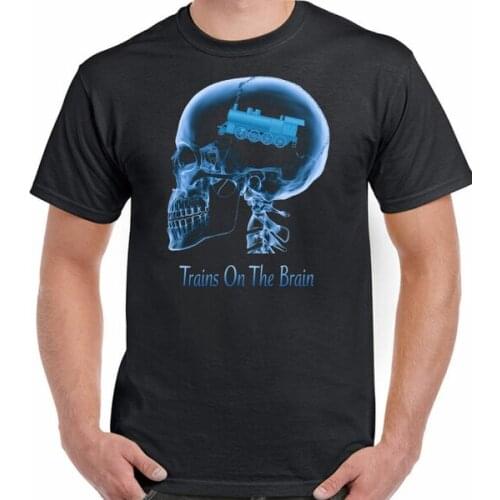 Train T-Shirt Model Railway Set Locomotive Spotting On The Brain Mens Funny Tee