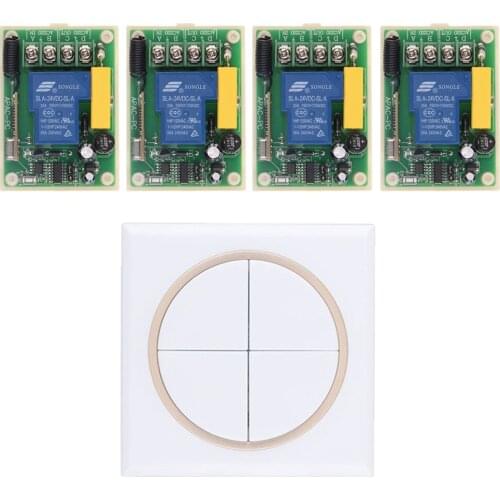 AC 220V 30A Relay 1 CH 1CH RF Wireless Remote Control Light Switch System+ 4CH 86 Wall Panel Decoration Transmitter 315/433 MHz
