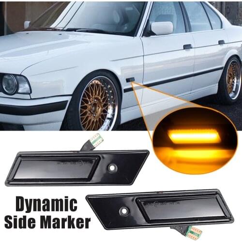 2pcs For BMW E32 E34 E36 M3 3 5 7 Series Dynamic LED Blinker Side Marker Turn Signal Light Lamp