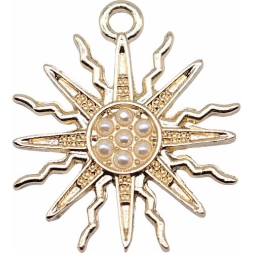 WYSIWYG 10pcs 22x19mm KC Gold Color Sun Charms Pendant For Jewelry Making Earring Making Accessories