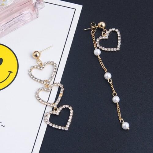 1 pair/lot Gold Silver Color Heart Shape Pendant Fine Jewelry Accessories Earrings For Temperament Lady Girls Party Jewelry Gift