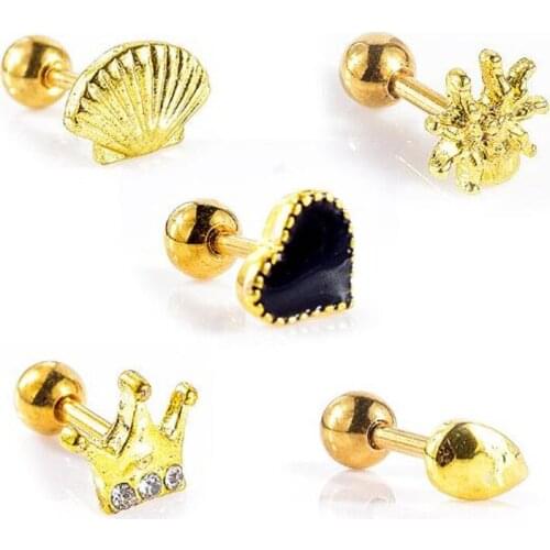 Trendy Stainless Steel Gold Color Stud Earrings For Women Cute Heart Stud Earrings Piercings Fashion Jewelry Gifts Wholesale