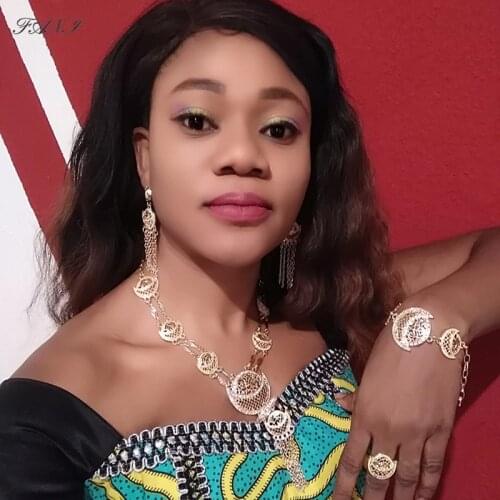 Fani Dubai Jewelry Sets Big Necklace Classic Water Drop Shape Bracelet Earrings Ring for Women Wedding Jewelry Sets for Bridal