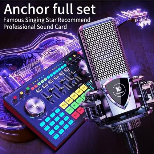 Bluetooth Sound Card with Multiple Microphone Webcast Audio Sound Mixer Board Special Effects for Live Streaming Voice Changer