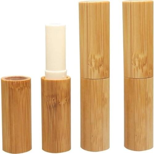 3pcs DIY Bamboo Empty Lipstick Tube Can Be Filled With Lip Gloss With Lid Container Lipstick Empty Tube Cosmetic Tools