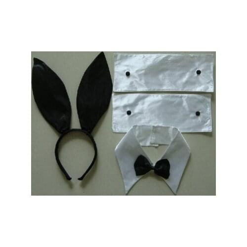 1085 Bunny Costume 4 Piece Accessories Pack - Ears, Cuffs (2) with Bow Tie