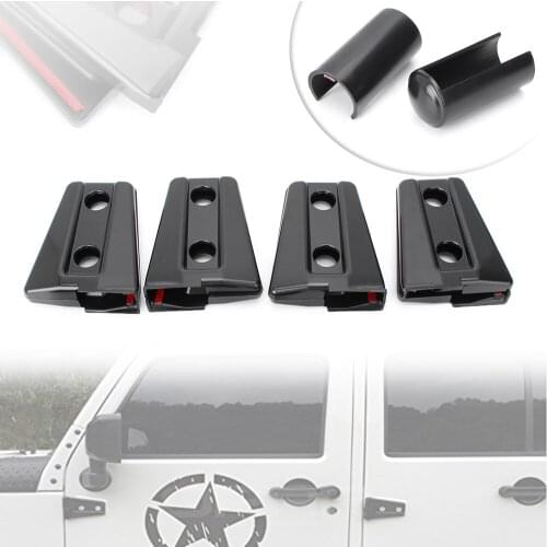 8Pcs Black ABS Door Hinge Cover Protector Trim Kit Car Outerior Accessary For 2007-2018 Jeep Wrangler JK JKU 4-Door