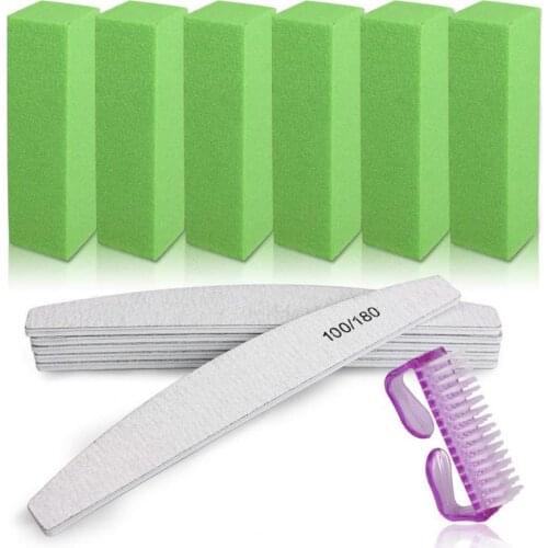 80% Hot Sale 13Pcs/Set Nail Sanding Files Half Moon Shape Anti-Abrasion With Brush Half Moon Sandpaper Nail Sanding Grinding Too