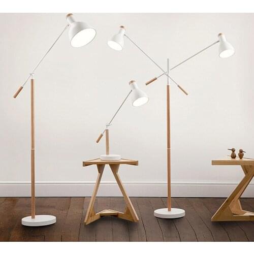 The American minimalist living room lamp, iron wood floor lamp