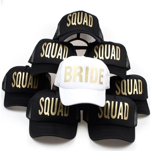 2018 hot sale unisex bride squad printing baseball cap with mesh snapback hat for wedding party women casual caps wholesale
