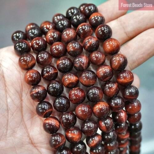Natural Stone Beads Red Tiger Eye Agates Round Beads DIY Bracelet Charms Accessories for Jewelry Making 15" Strand 6 8 10 12MM