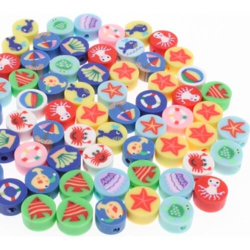CHONGAI 100Pcs Marine Animals Polymer Clay Beads For DIY Necklace Bracelet Earring Jewelry Findings Making 10mm