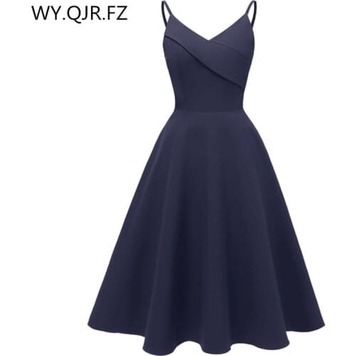CD1702#cocktail dresses Sexy wedding prom party dress with V-neck sling BURGUNDY dark blue pink Christmas wholesale girls short