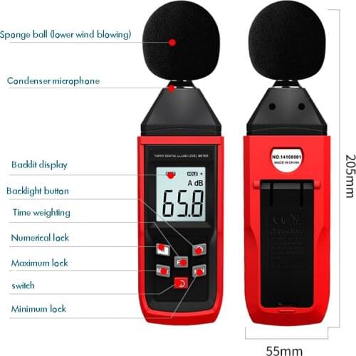 Decibel Meter Digital Sound Level Meter, Range 30-130dB(A) Noise Volume Measuring Instrument Decibel Monitoring Tester