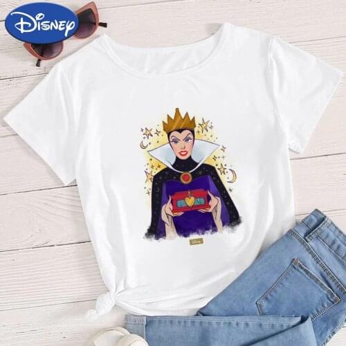 Disney Snow White T Shirt Women Crewneck Cartoon Short Sleeve evil Queen Printed Design Branded Tshirts Hipster Exquisite Top