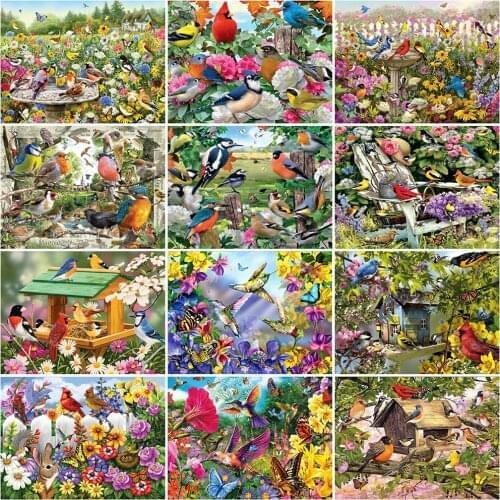 Evershine Diamond Embroidery Bird And Flower Cross Stitch Full Square Diamond Painting Animal Rhinestones Pictures Handicrafts